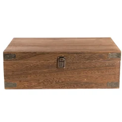 Wooden Triple Wine Box Antique Brown 36x32x12cmH