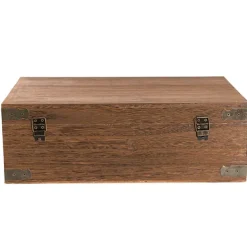 Wooden Triple Wine Box Antique Brown 36x32x12cmH