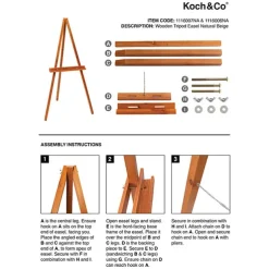 Wooden Tripod Easel Natural Brown (60cmH)