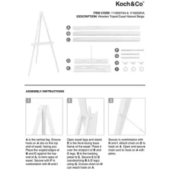 Wooden Tripod Easel White (170cmH)