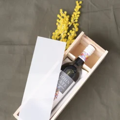 Wooden Wine Box Clear Acrylic Lid Natura (36.5x11.5x11.5cmH)