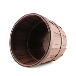 Woven Barrel Hamper Dark Brown (40x35cmH)