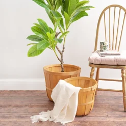 Woven Barrel Planter Natural (30x25cmH)