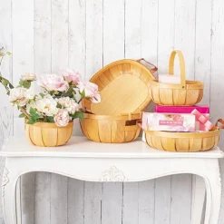 Woven Barrel Round Tray Natural (31.5x8cmH)