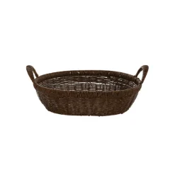 Woven Basket Oval w Handles Large Brown (41x31x10cmH)
