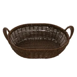 Woven Basket Oval w Handles Large Brown (41x31x10cmH)