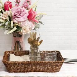 Woven Basket Rectangle Small Dark Brown (40.5x29x9cmH)