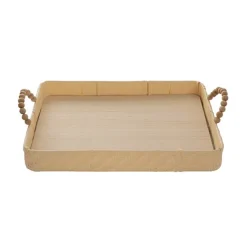 Woven Basket Rectangle W Handles Lgt Brown (40x30x5cmH)