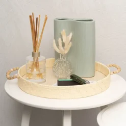 Woven Basket Round W Handles Light Brown (37x37x5cmH)