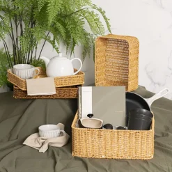 Woven Tray Rectangle Natural (38x29x14cmH)