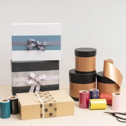 Wrapping Narrow Roll Kraft Bold Dot Black (10cmx25m)