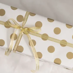 Wrapping Paper Roll Bold Dot Gloss Gold on White (50cmx50m)