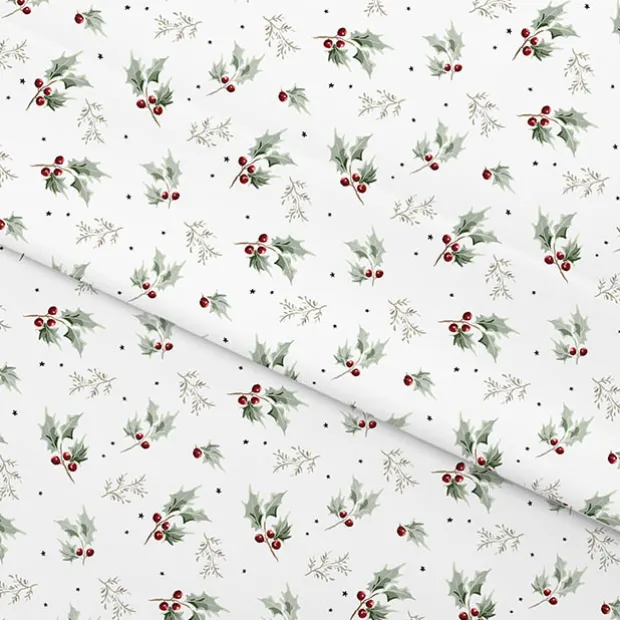 Wrapping Paper Roll Christmas Holly Gloss White (50cmx50m)
