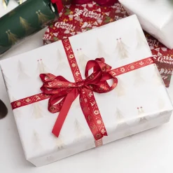 Wrapping Paper Roll Christmas Trees Gloss White (50cmx50m)
