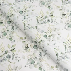 Wrapping Paper Roll Eucalyptus Print Gloss White (70cmx25m)