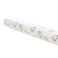 Wrapping Paper Roll Hearts Print Gloss White (70cmx25m)