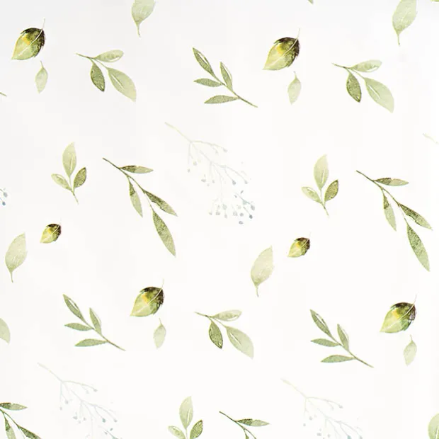 Wrapping Paper Roll Leaf Sprays Print Gloss White (70cmx25m)
