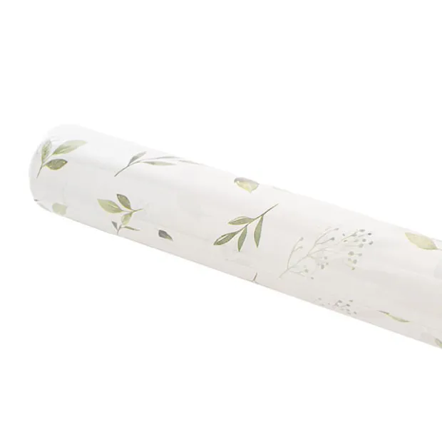 Wrapping Paper Roll Leaf Sprays Print Gloss White (70cmx25m)