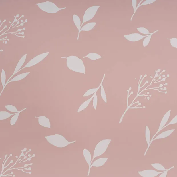 Wrapping Paper Roll Leaf Sprays Print Gloss Pink (70cmx25m)