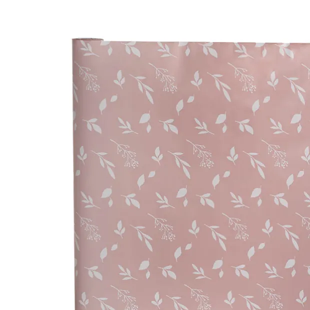 Wrapping Paper Roll Leaf Sprays Print Gloss Pink (70cmx25m)