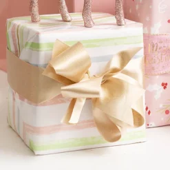 Wrapping Paper Roll Pastel & Gold Stripes Gloss (50cmx50m)