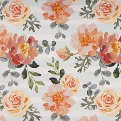 Wrapping Paper Roll Roses & Poppies Stripe White (70cmx25m)