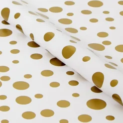 Wrapping Paper Roll Scatter Dots Gold on White (50cmx50m)